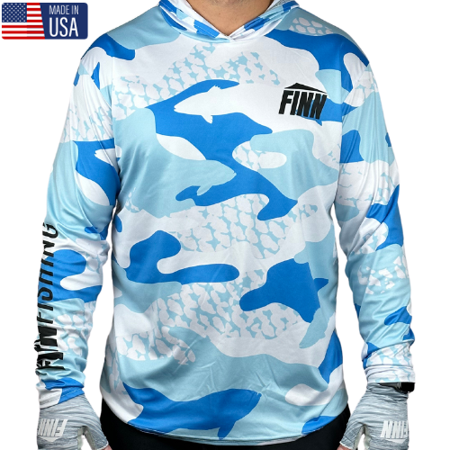 Performance Hooded Sun Shirt - Blue Scale – Finn Fishing