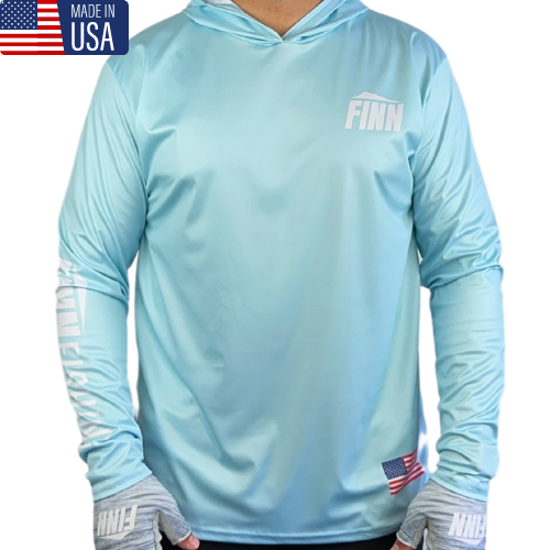 Performance Hooded Sun Shirt Aqua Finn Fishing
